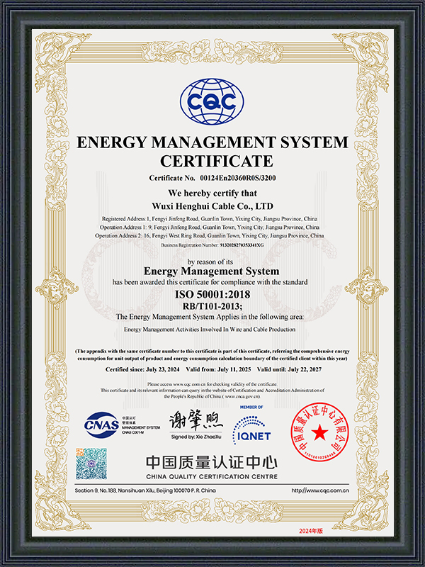 Certificat de système de gestion de l'énergie