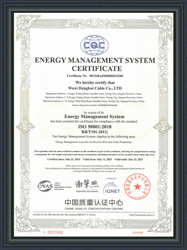 Certificat de système de gestion de l'énergie